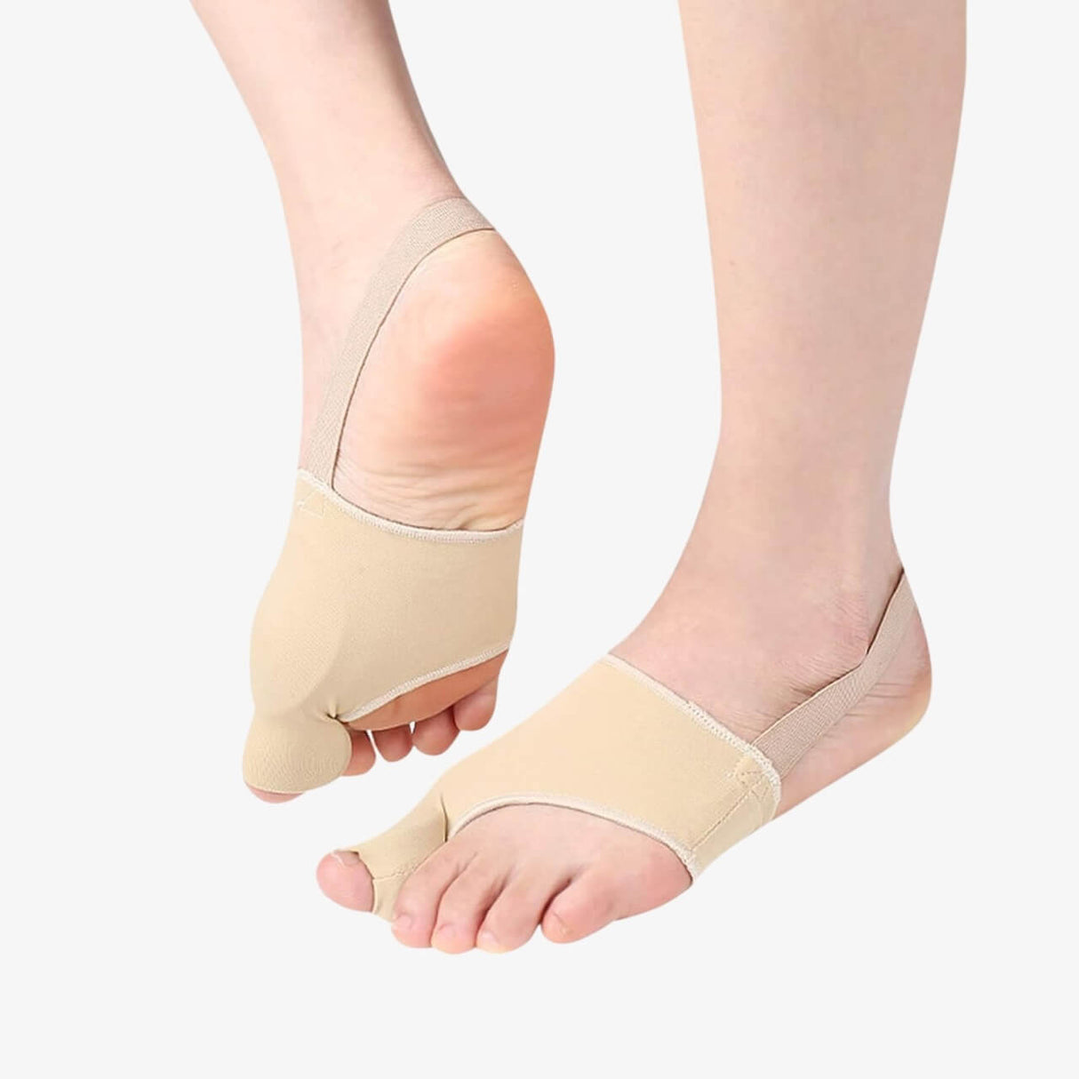 Hallux valgus textilstrumpa med tåspridare och hälband